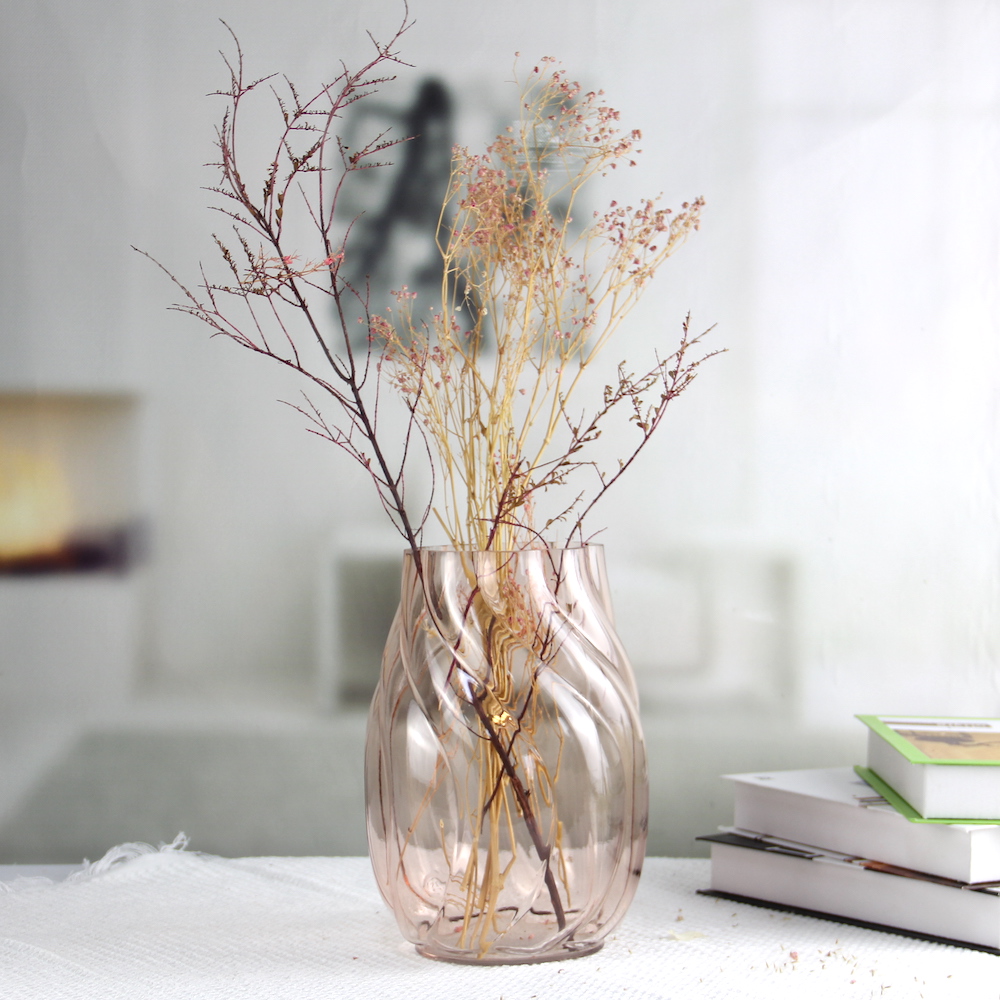 Modern Embossed Colored Glass Decorative Flower Vases HP542