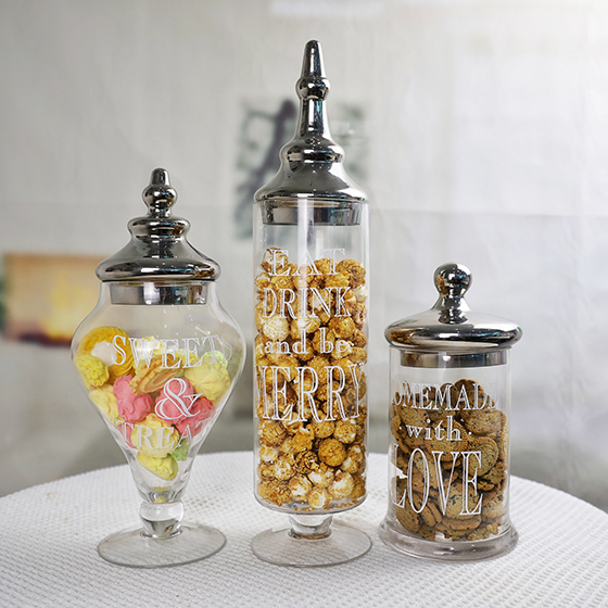 Cylinder Glass Storage Containers Jars with Stainless steel lid GZ2502