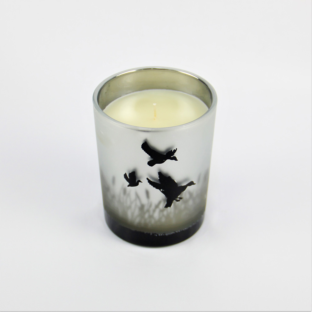 Custom Logo High Quality White Silver Frosted Glass Candle Holder Jar Gold Metal Lid for Easter Chri